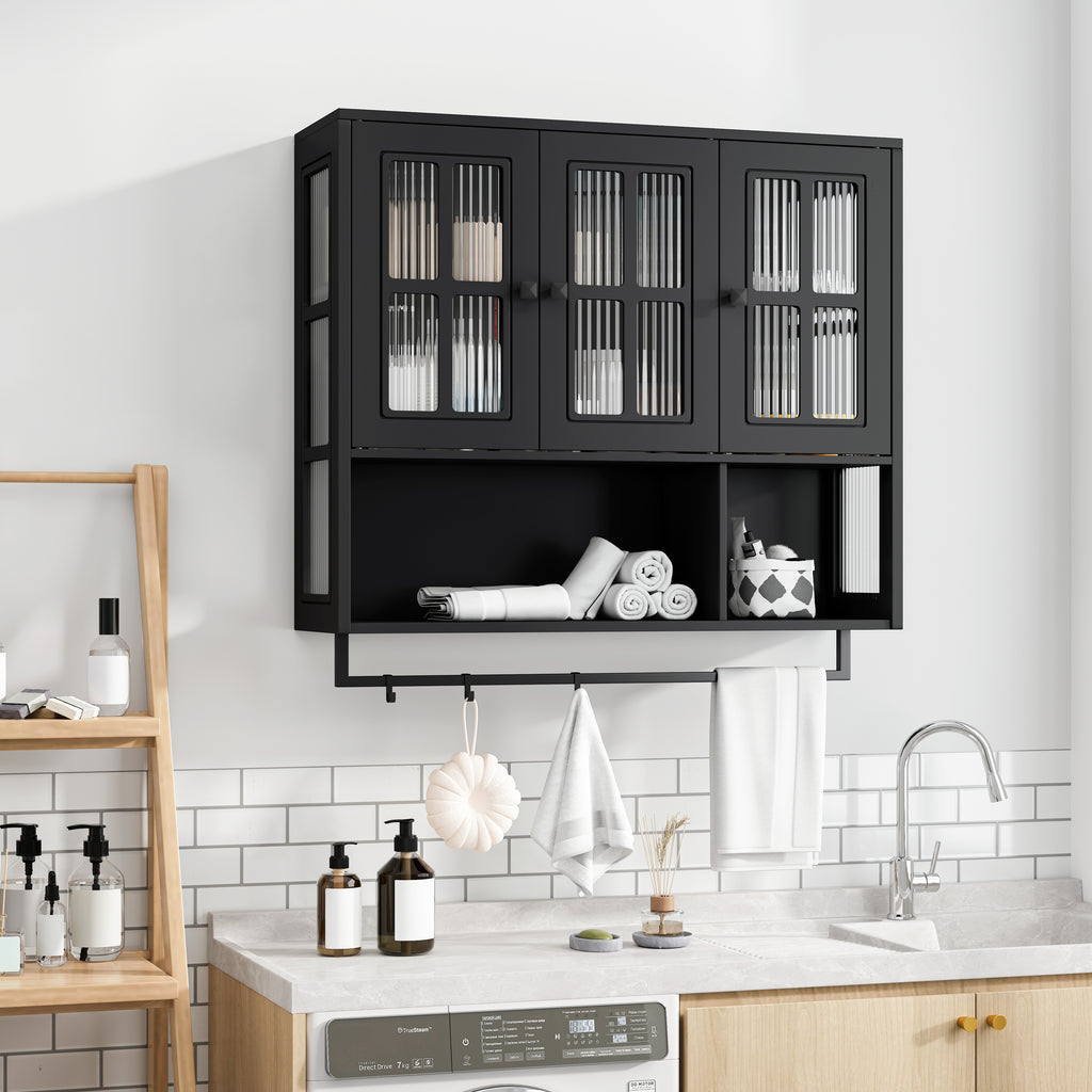 Bathroom Wall Cabinet with Open and Hidden Storage