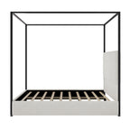 Modern Luxury Metal Canopy Bed with Tall Upholstered Headboard