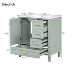 30" Bathroom Vanity in Green with Sink Combo Set