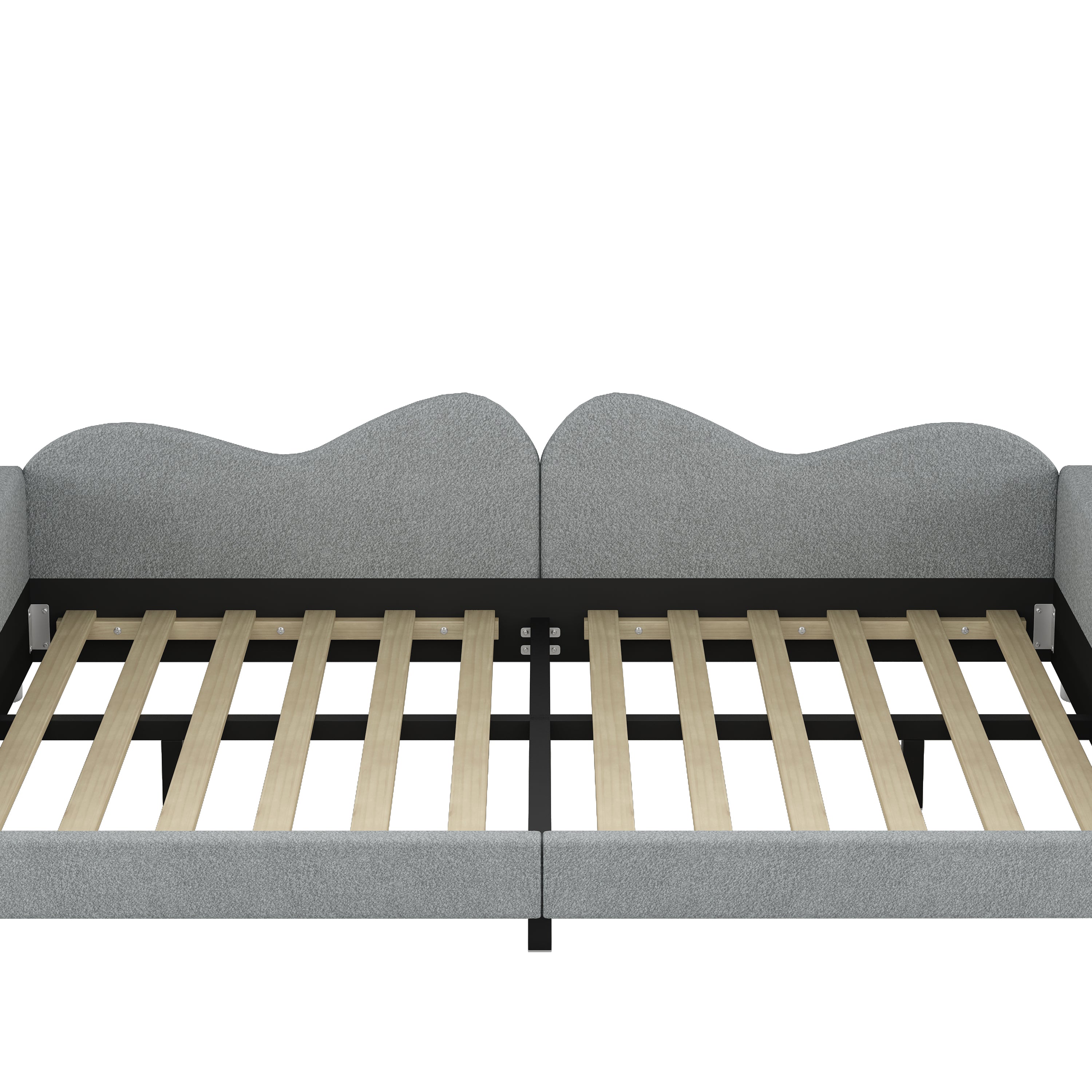 Full Size Upholstered Daybed in Gray Sherpa Fabric