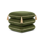 Monarch 19.5" Tassled Ottoman, Olive