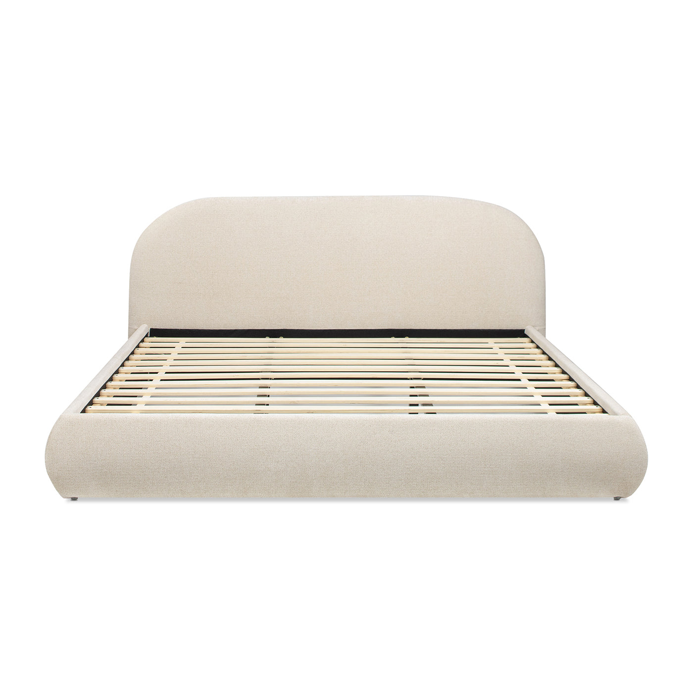 Archie Puffy Grounded Upholstered Platform Bed - Oatmeal Light