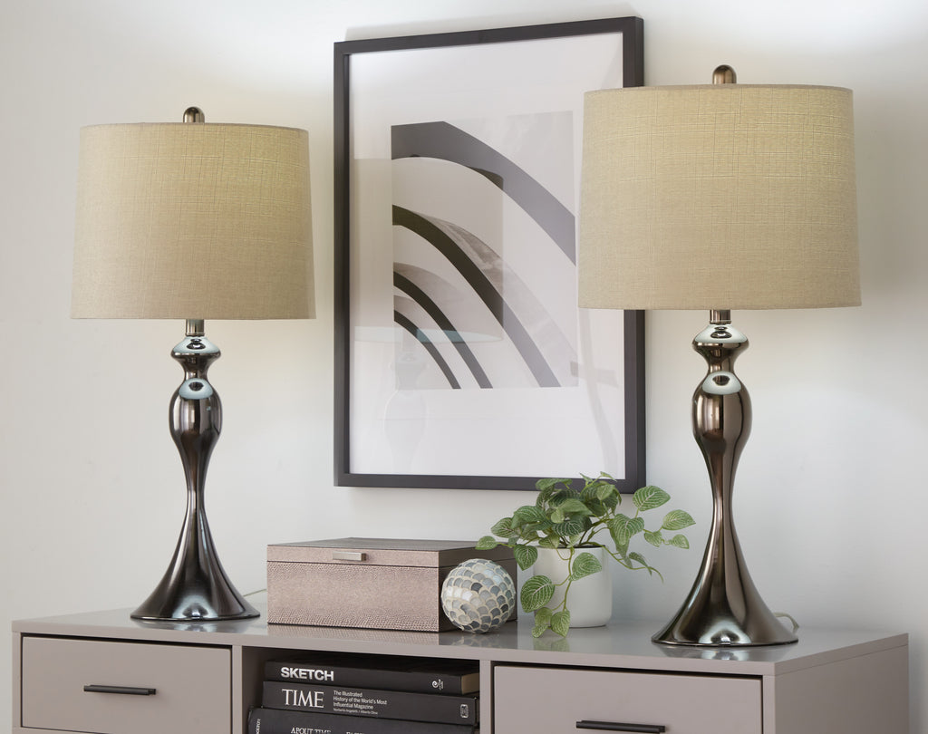 27" Contemporary Metal Table Lamp in Gun Metal
