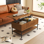 Lift Top Coffee Table 39.4 Inch Rectangle - Farmhouse Style