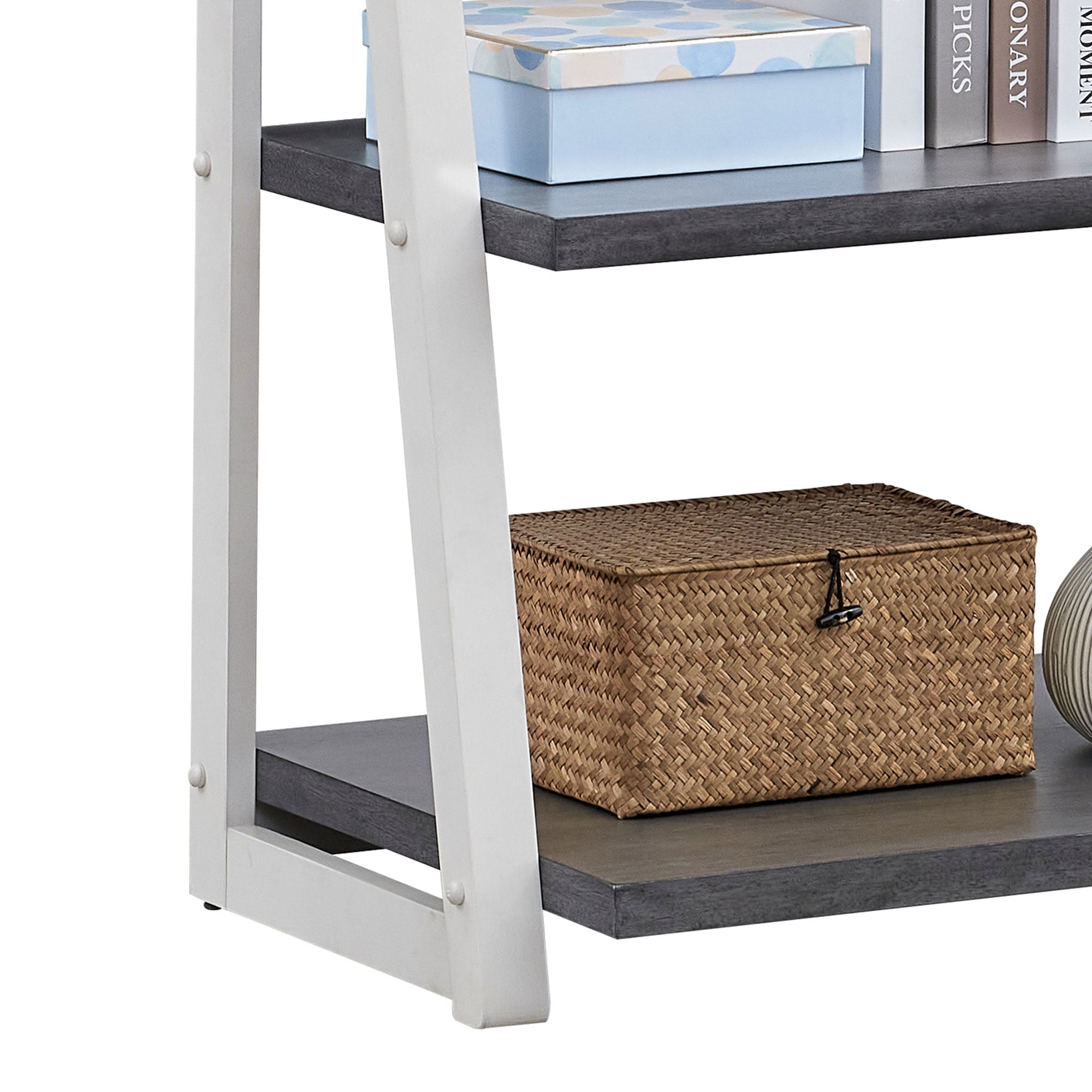 5-Tier Shelves with Rubber Wood Frame
