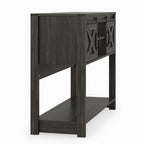 46" Modern Farmhouse Entryway Table with Storage & Sliding Barn Door, Dark