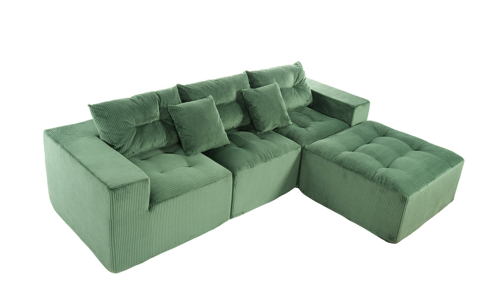 101" L-Shaped Modular Compression Sofa, Green