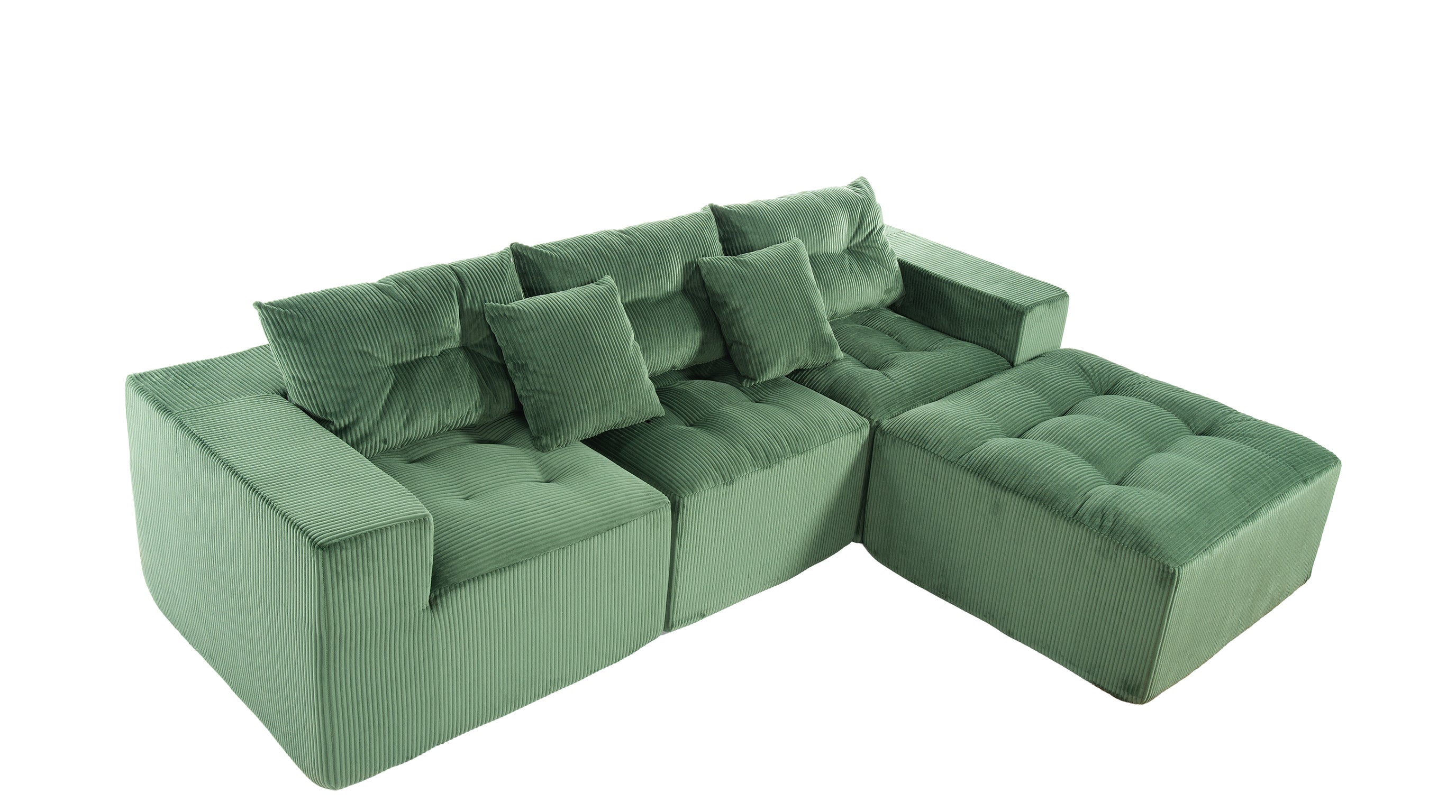 101" L-Shaped Modular Compression Sofa, Green