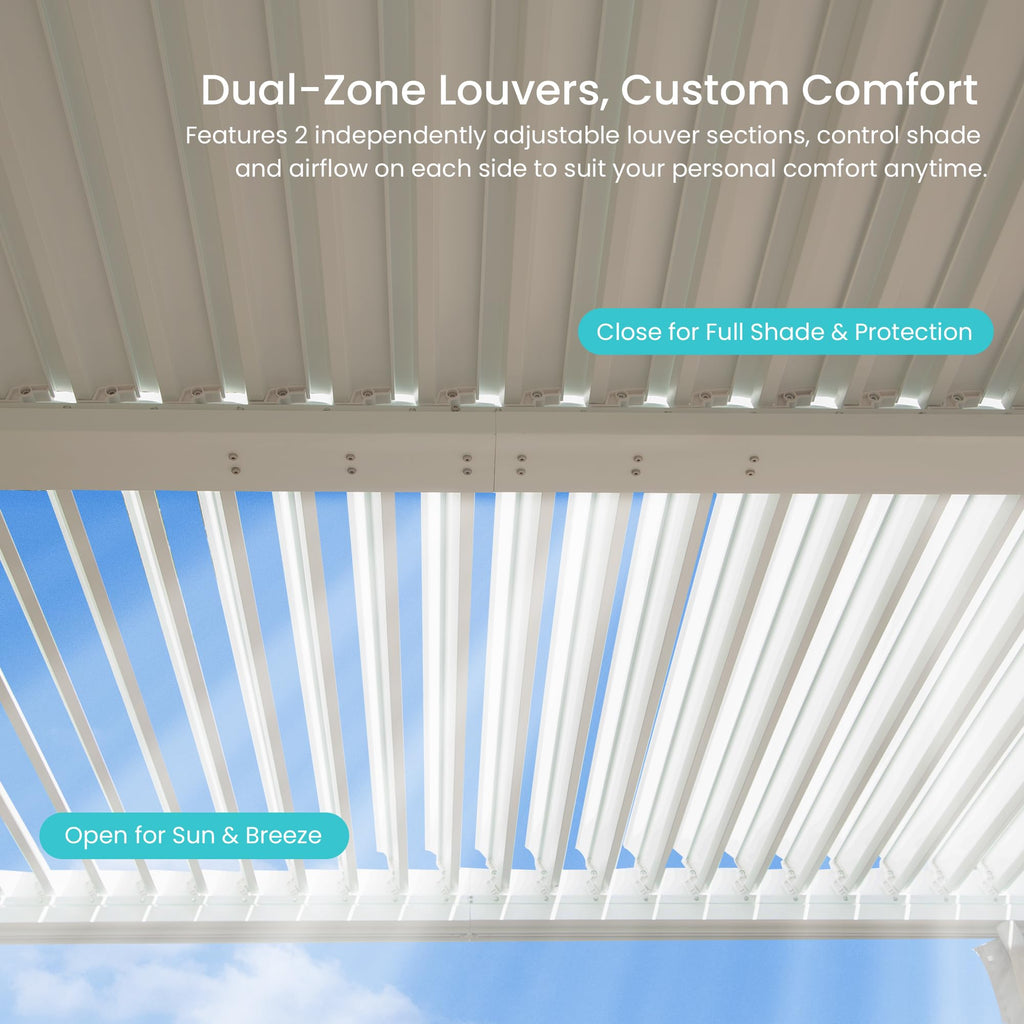 10x10 FT Outdoor Louvered Pergola with Adjustable Louvers