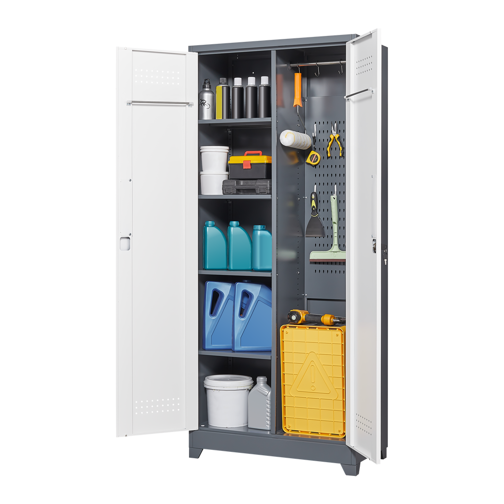 Gray Metal Lockers with Locking Doors