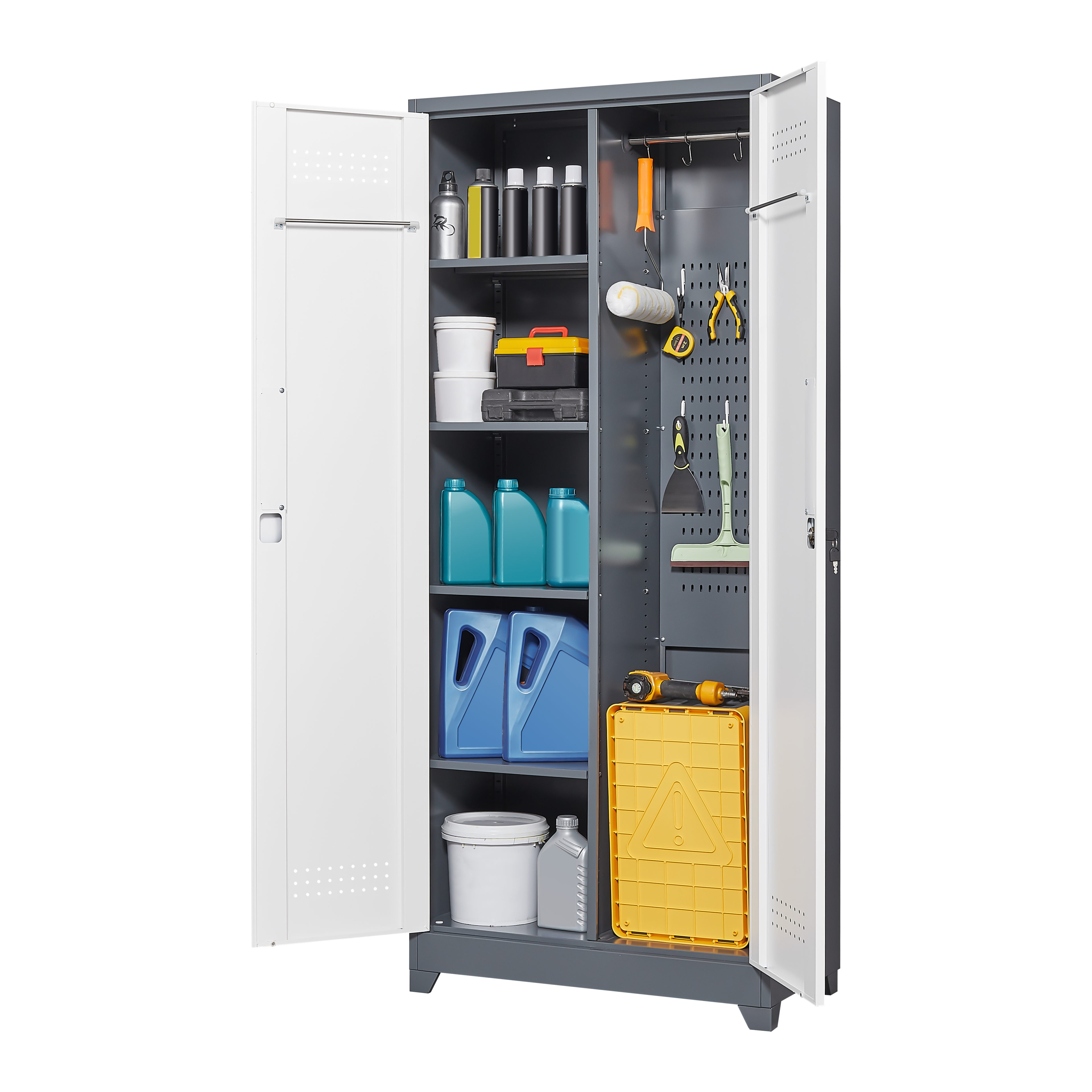 Gray Metal Lockers with Locking Doors