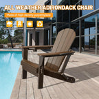 Folding HDPE Adirondack Chair with Cup Holder - Brown