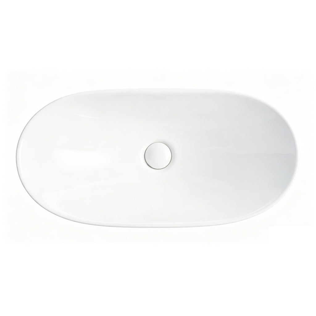 White Oval Ceramic Vessel Sink