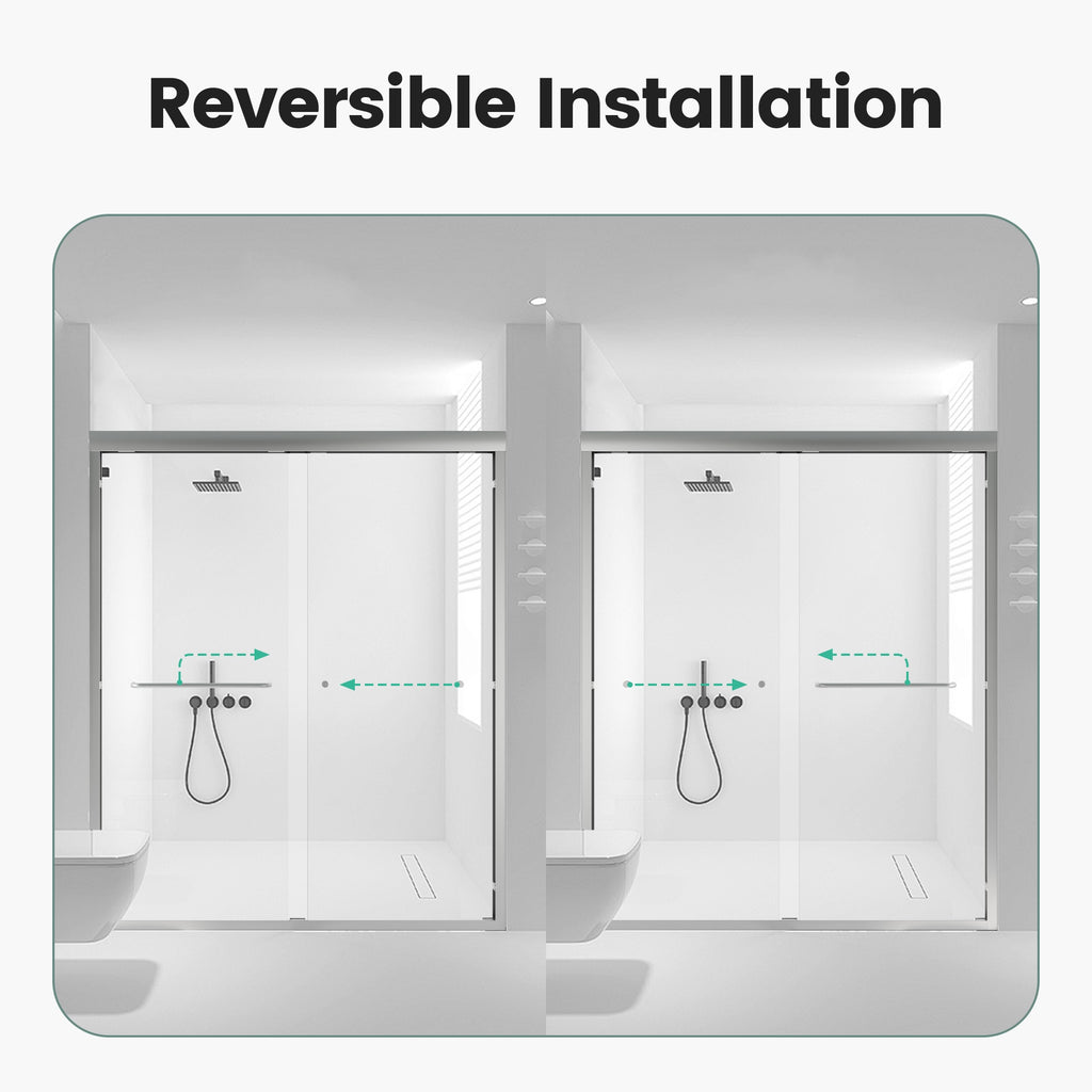 56"-60"W*72" H Semi-Frameless Double Sliding Shower Door