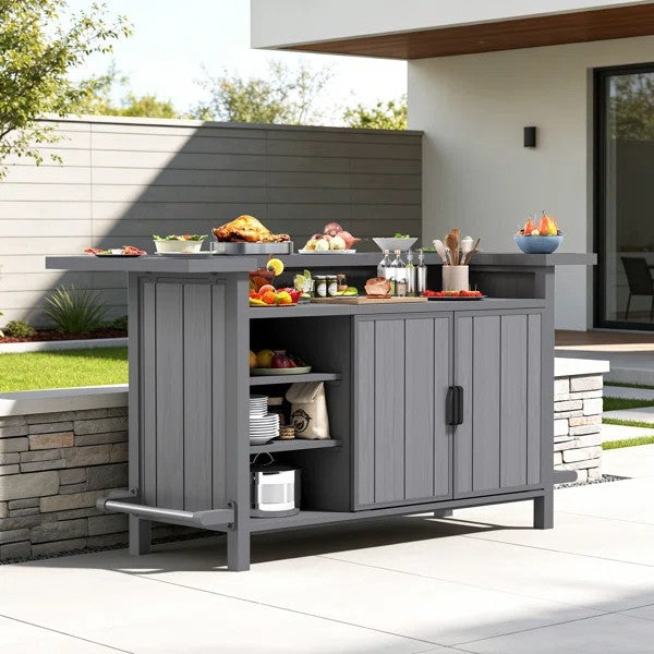 Outdoor Aluminum Grill Cart Resin Bar Cart