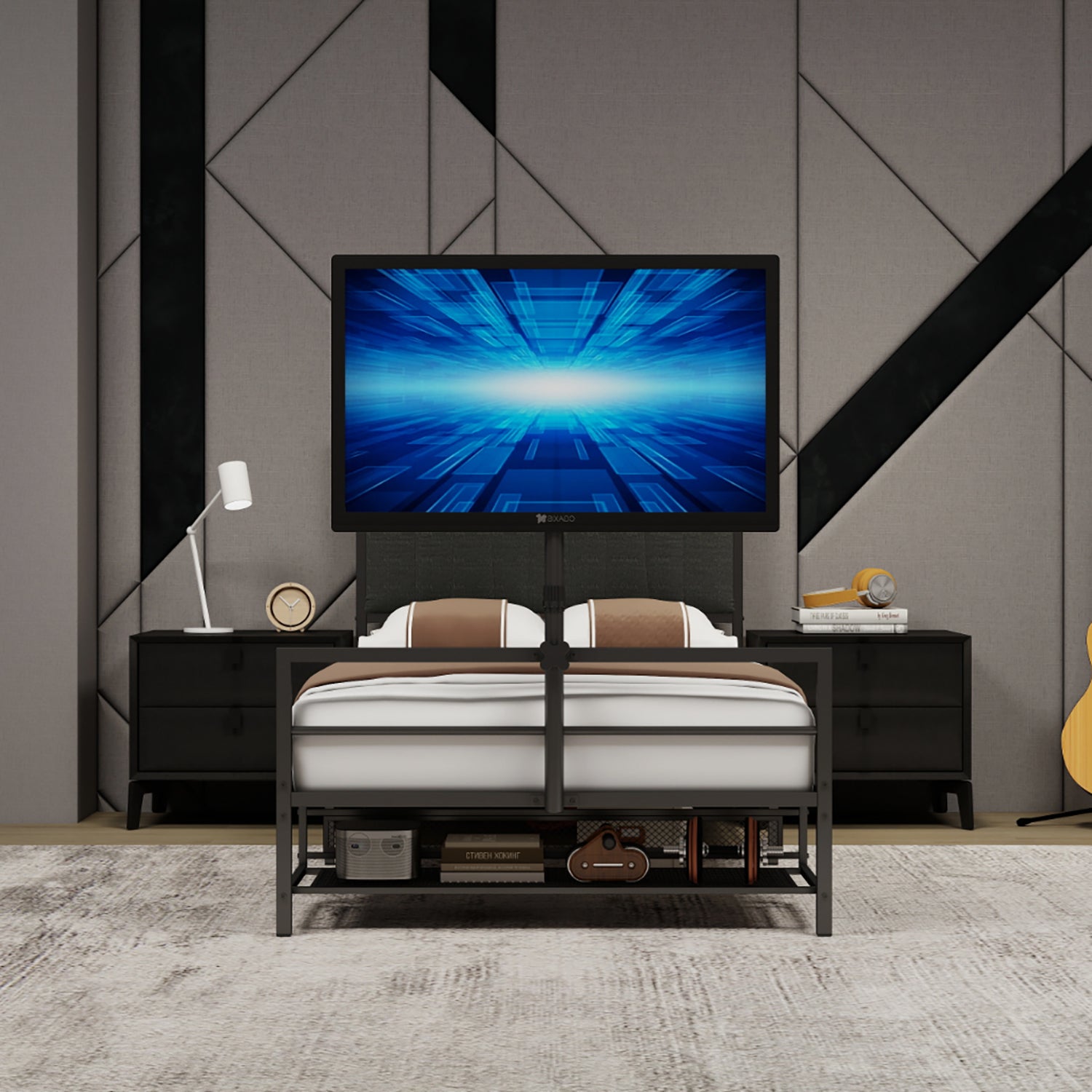 Twin Size Gaming Bed With a Rotating TV Mount