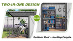 12x4ft Metal Lean to Shed with Open-Sided Pergola