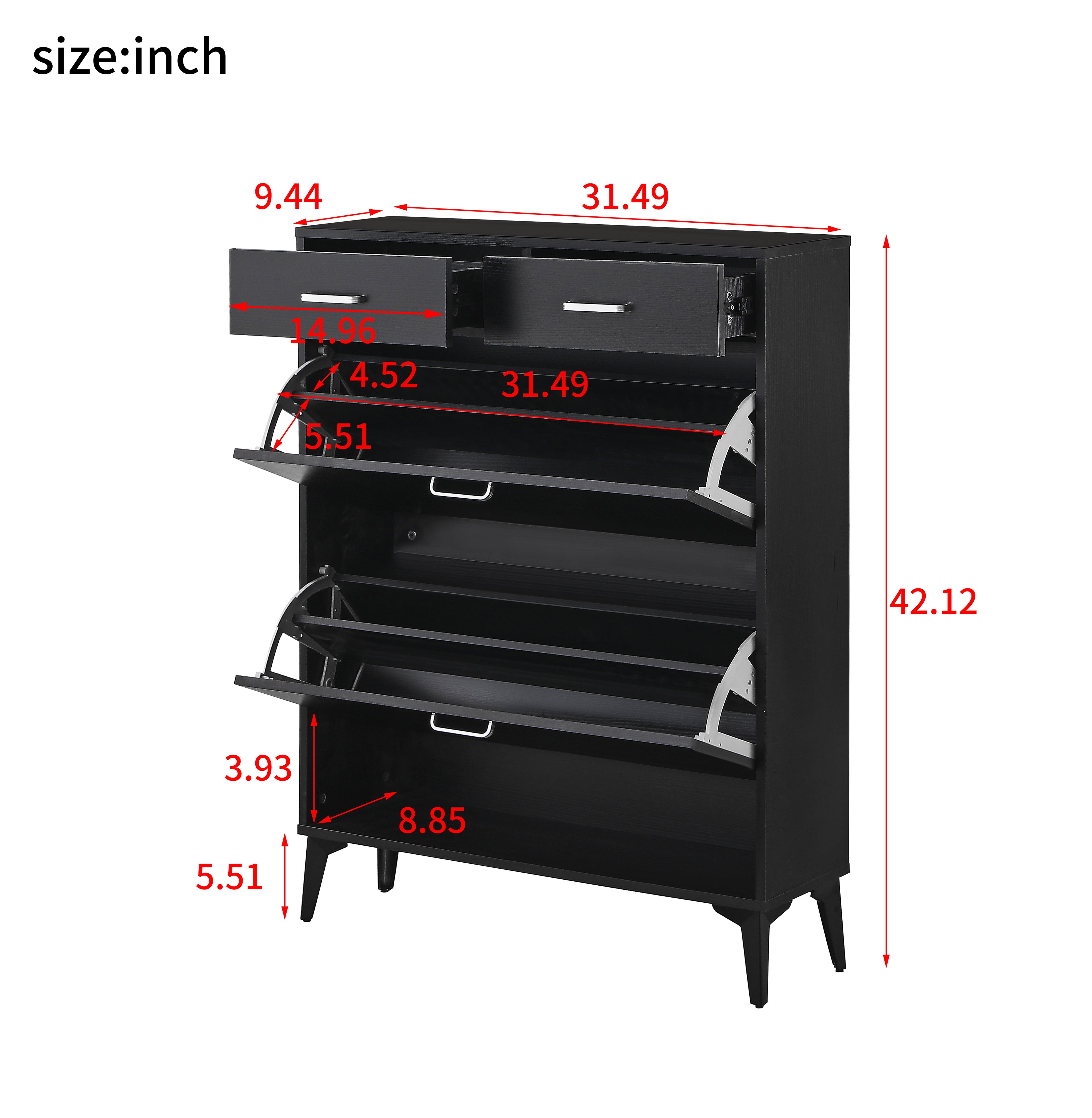 Large Size Shoe Cabinet - Modern Tipping Bucket Organizer