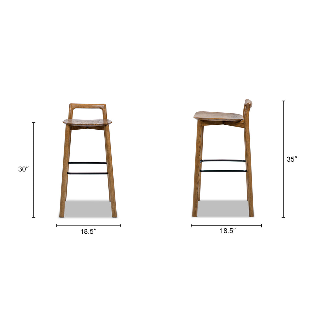 Sven 30" Modern Minimalist Low Back Wood Barstool