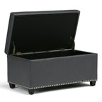 Amelia 33 Inch Wide Storage Ottoman Bench in Stone