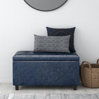 Cosmopolitan 34 Inch Wide Storage Ottoman in Denim