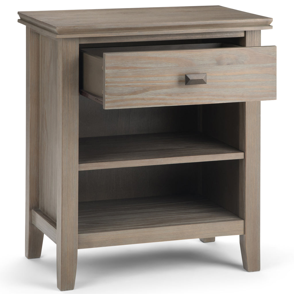 Artisan 24 Inch Wide Solid Wood Bedside Table in Distressed Grey