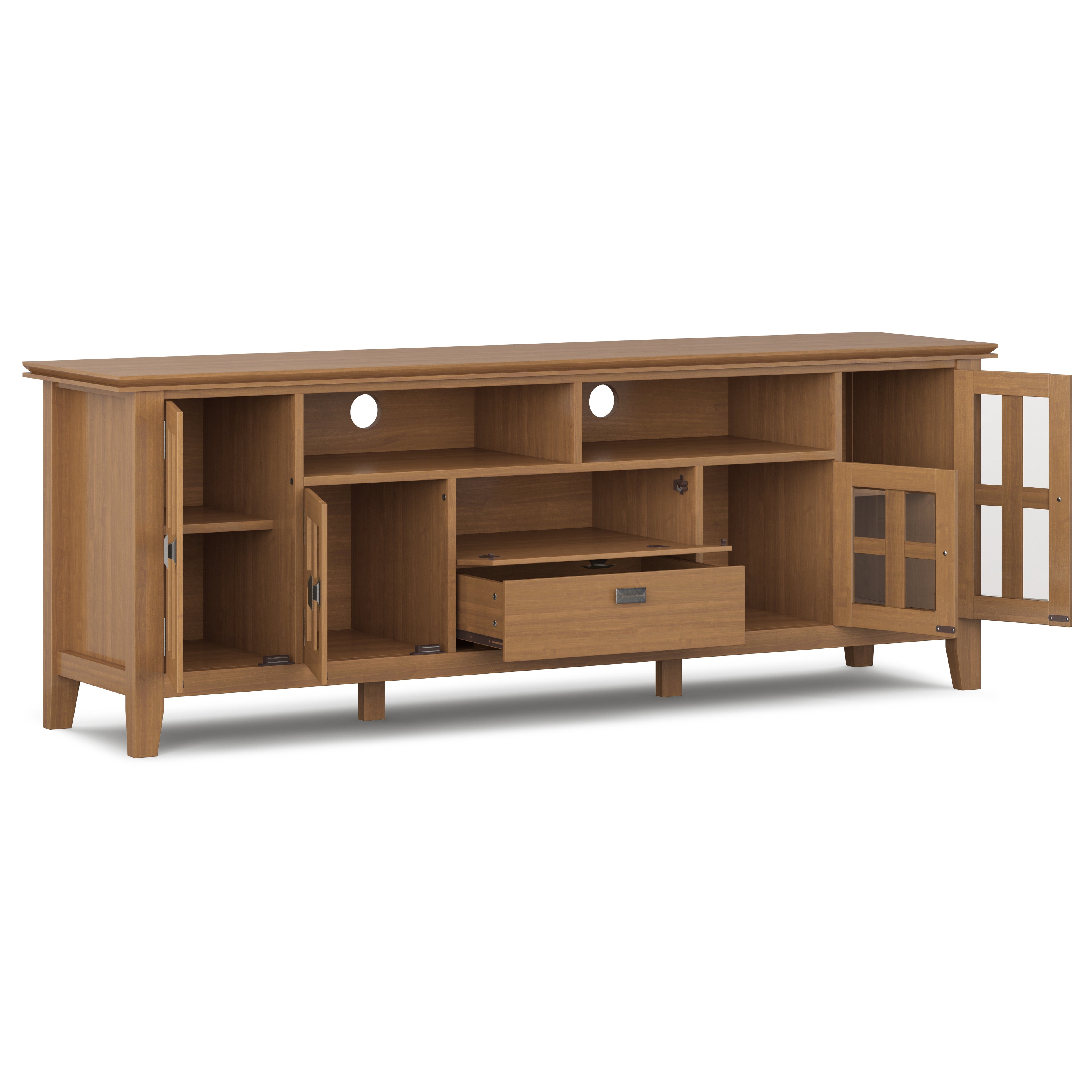 Artisan 72 Inch Wide Solid Wood TV Stand in Honey