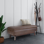 Owen 48" Wide Rectangular Storage Ottoman in Distressed Chestnut