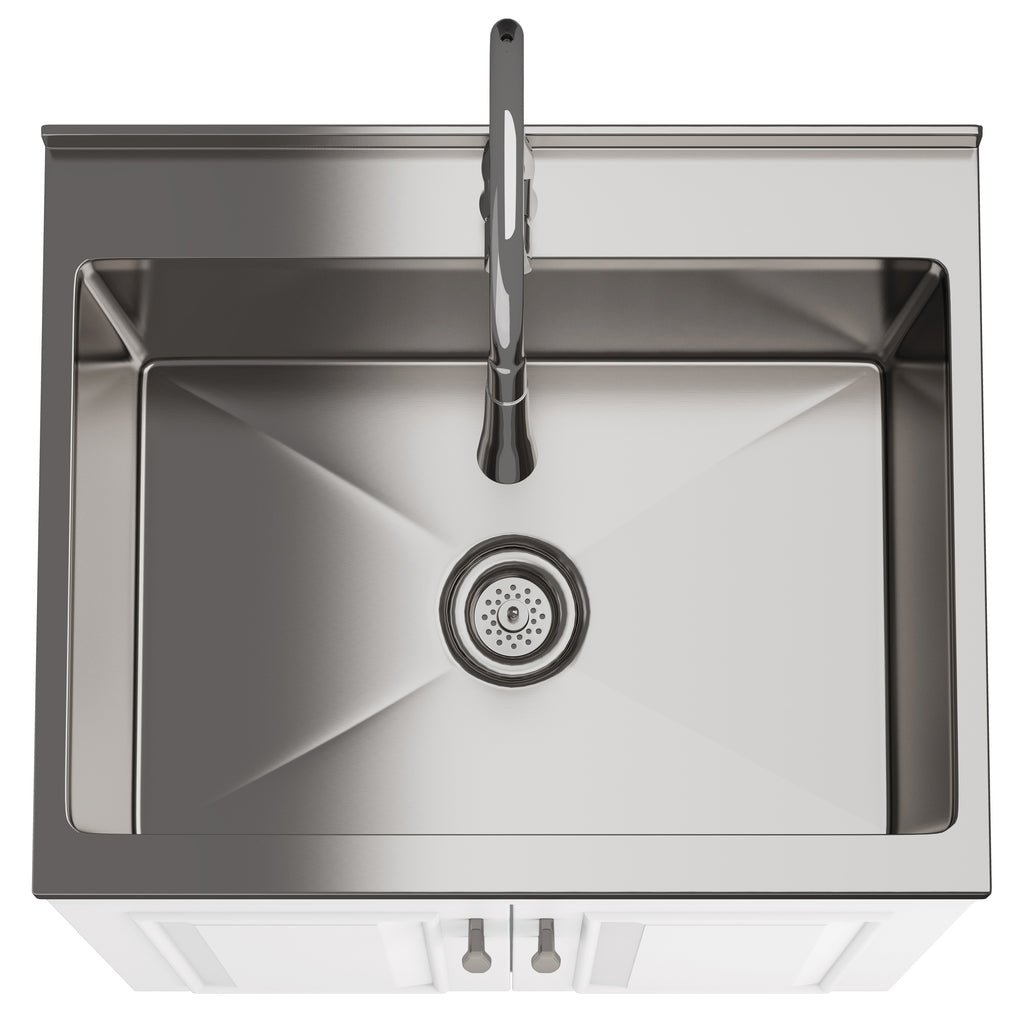 Darwin Deluxe 24" Laundry Cabinet with Pull-out Faucet and Stainless Steel Sink
