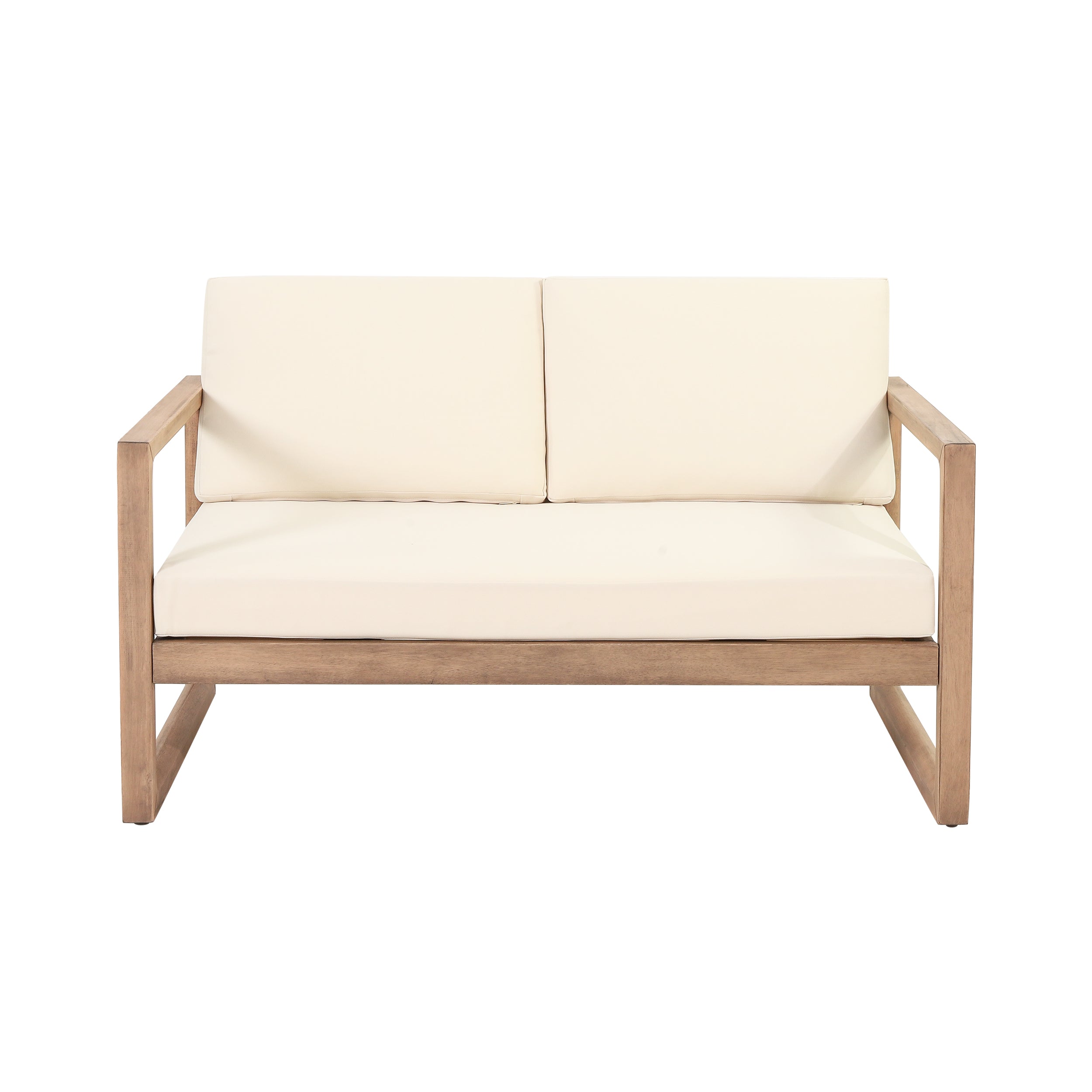 Outdoor Acacia Wood Loveseat and Coffee Table Set
