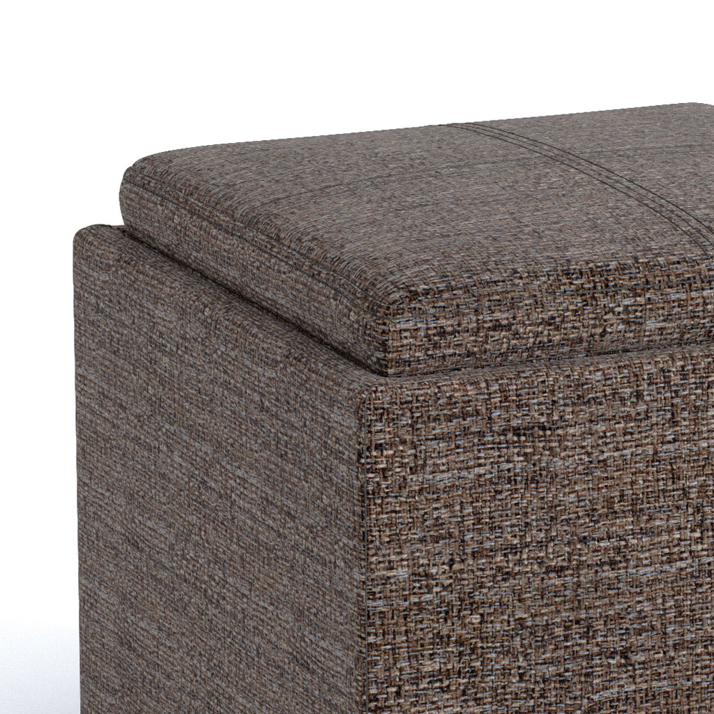 Rockwood 17 Inch Wide Cube Storage Ottoman with Tray
