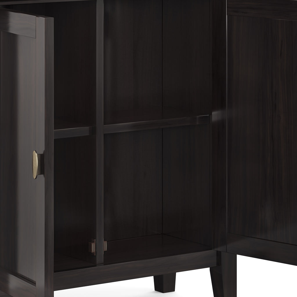 Redmond 32 Inch Wide Solid Wood Low Storage Cabinet in Hickory