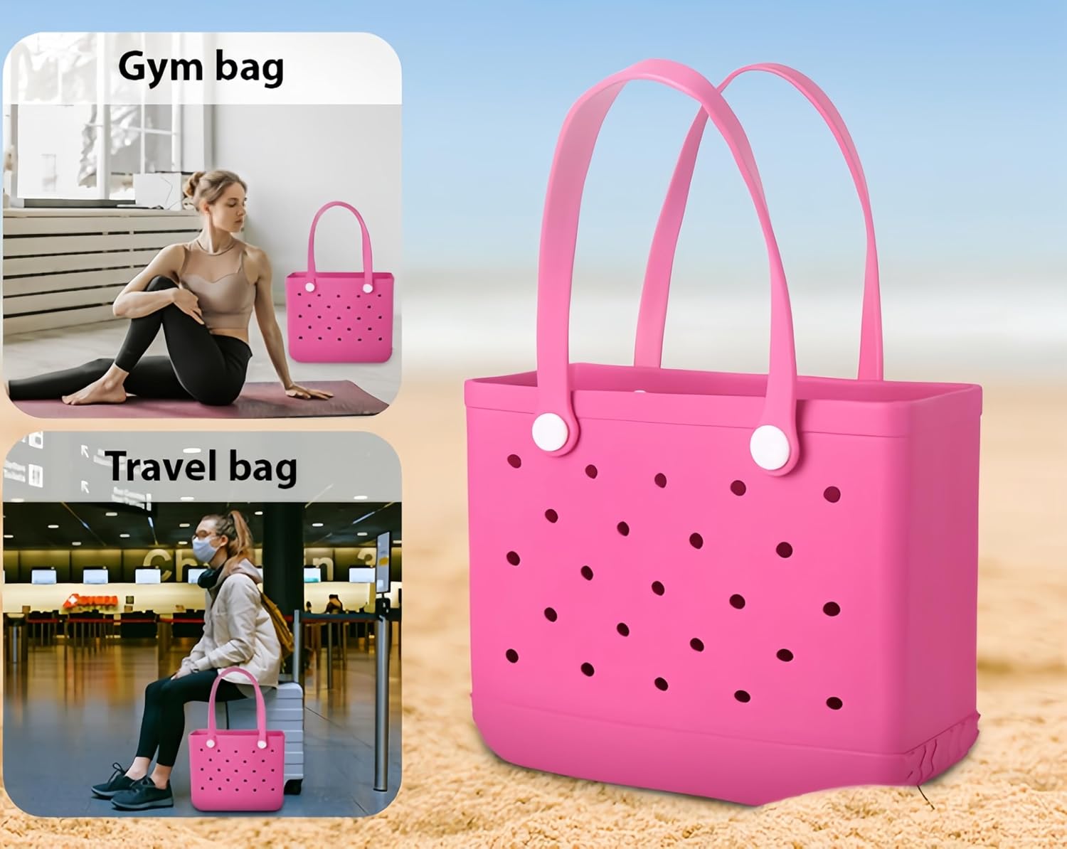 Waterproof EVA Beach Tote Bag Large Sandproof Washable Travel Carryall