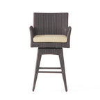 Modern Outdoor Multi-Brown Wicker Swivel Barstool with Tapered Legs