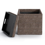 Rockwood 17 Inch Wide Cube Storage Ottoman with Tray