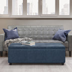 Avalon 48 Inch Wide Storage Ottoman Bench in Denim