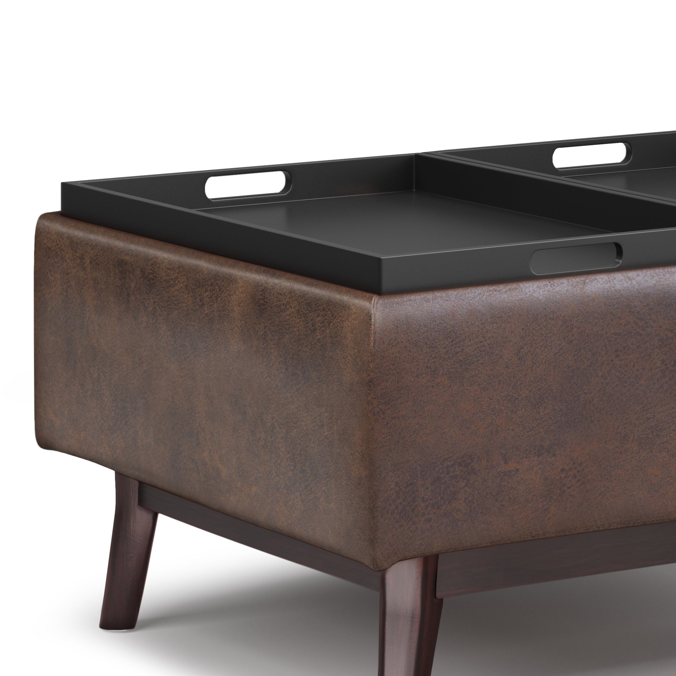 Owen 34-Inch Wide Tray Top Small Coffee Table Storage Ottoman