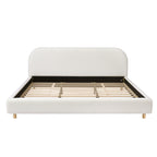 California King Size Upholstered Bed With Boucle Fabric