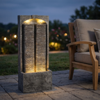 Outdoor Water Fountain with Cascading Lights