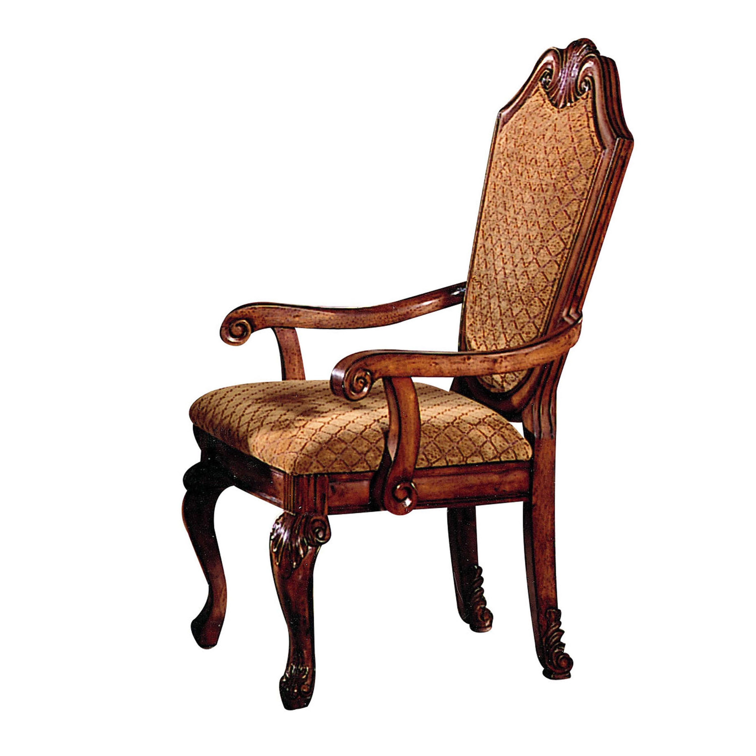 Chateau De Ville Fabric & Cherry Arm Chair (Set of 2)