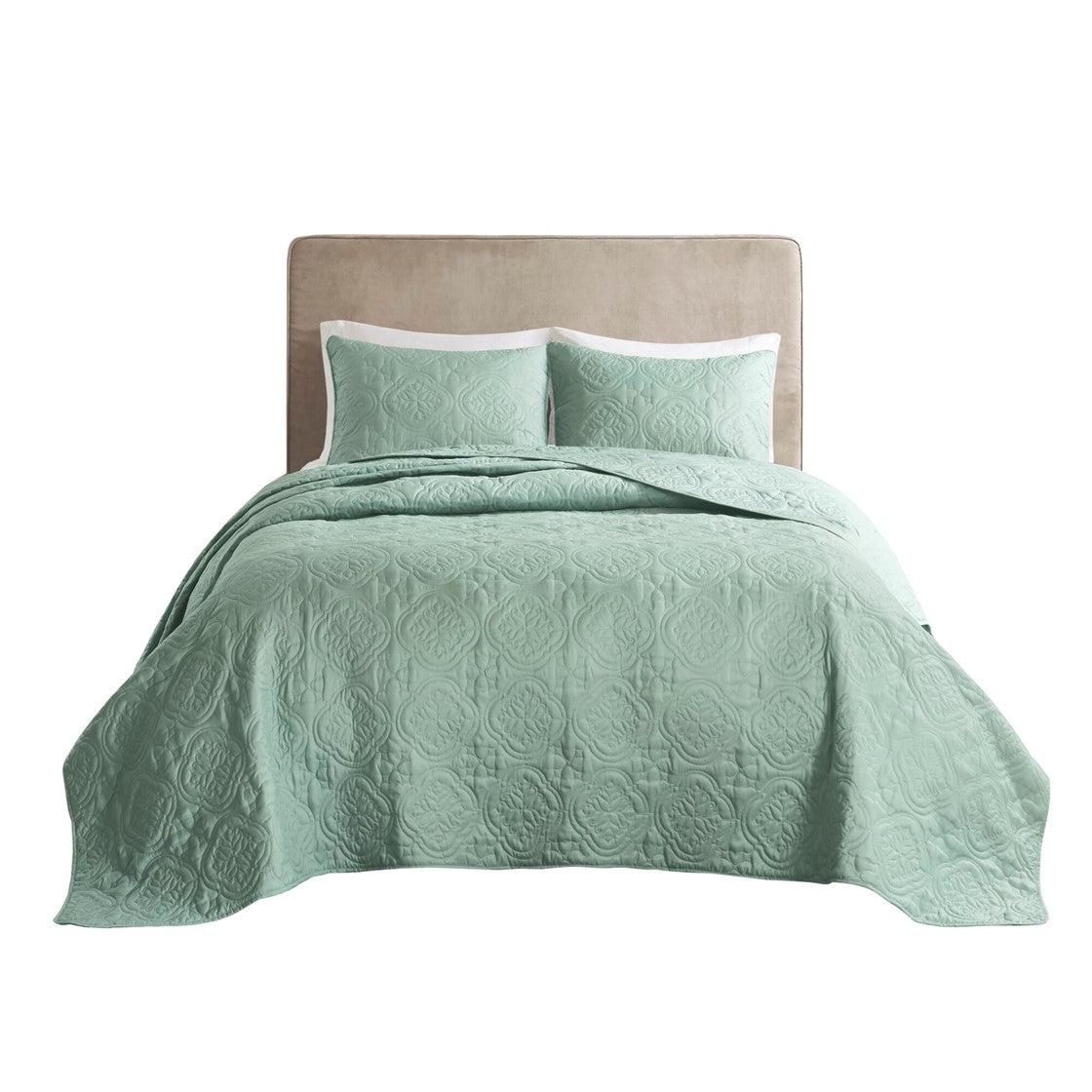 3 Piece Reversible Bedspread Set - Seafoam King/Cal King
