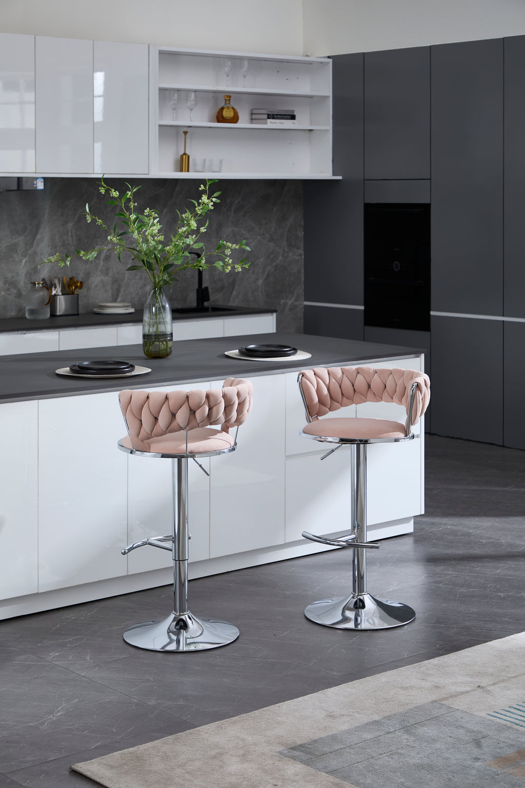 Set of 2 Bar Stools, with Strong Foam Seats