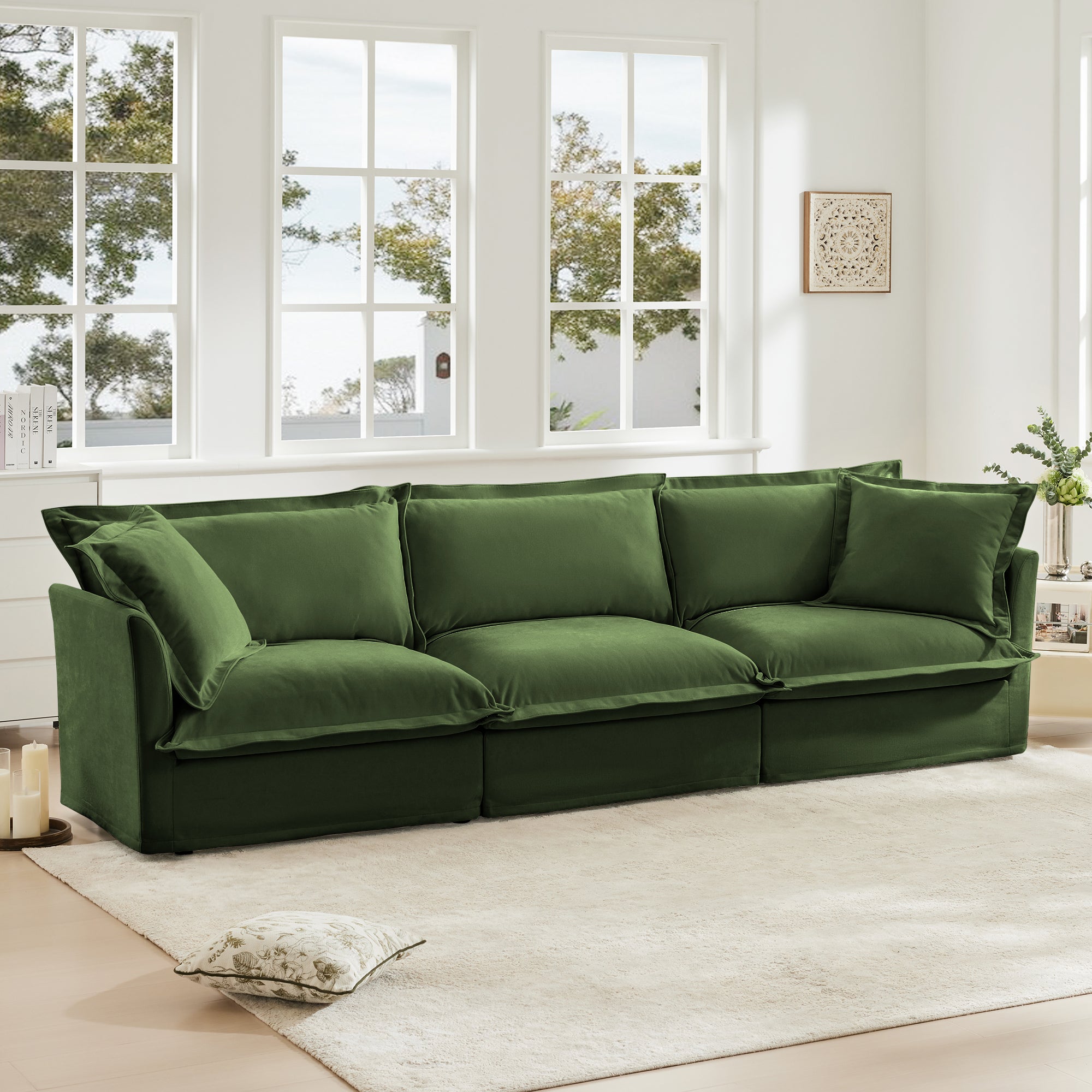 Modern 3 Seater Slipcovered Sofa