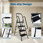 4 Step Ladder, Folding Step Stool with Wide Anti-Slip Pedal