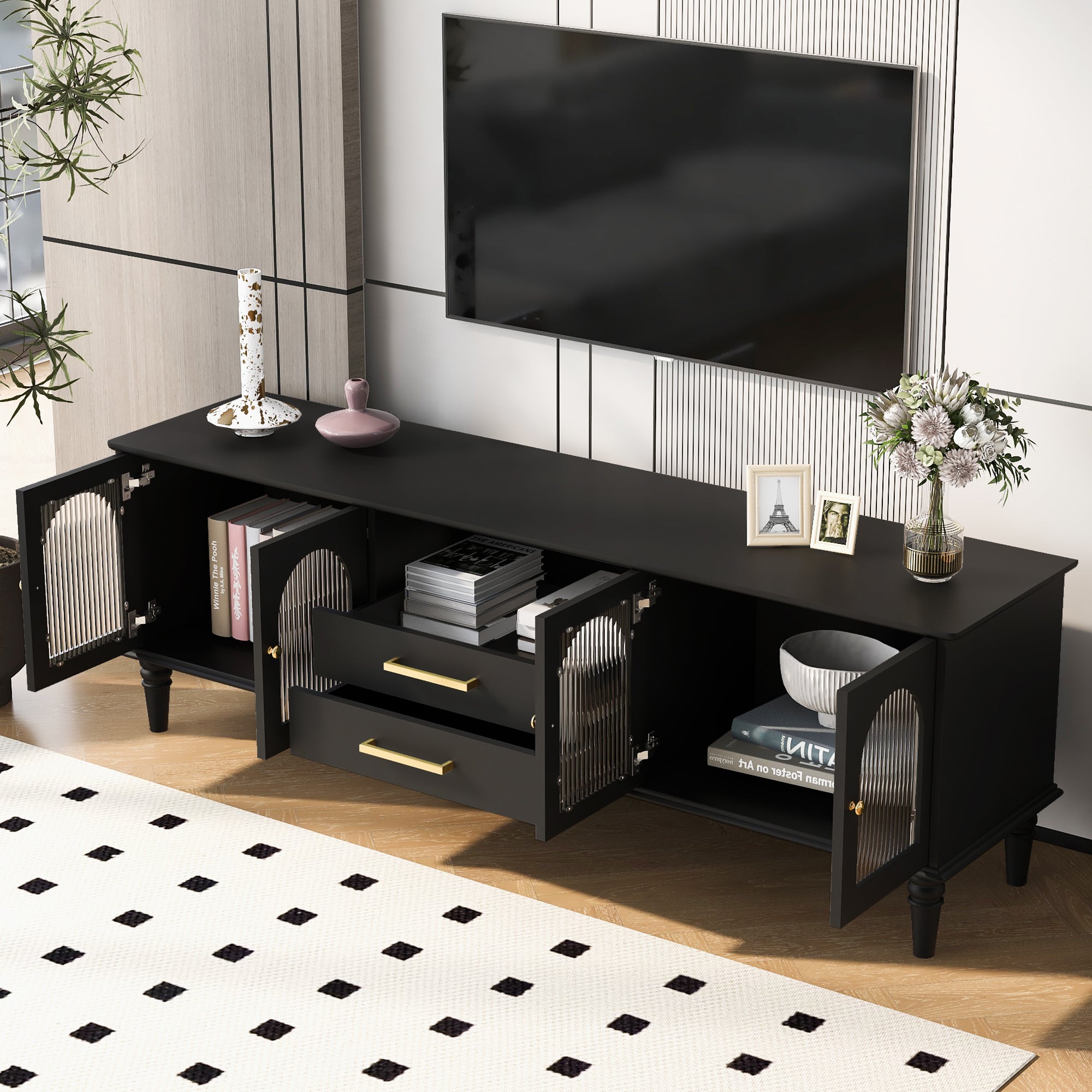 Vibe Haus 68.9'' Retro TV Stand for TVs up to 75 Inches