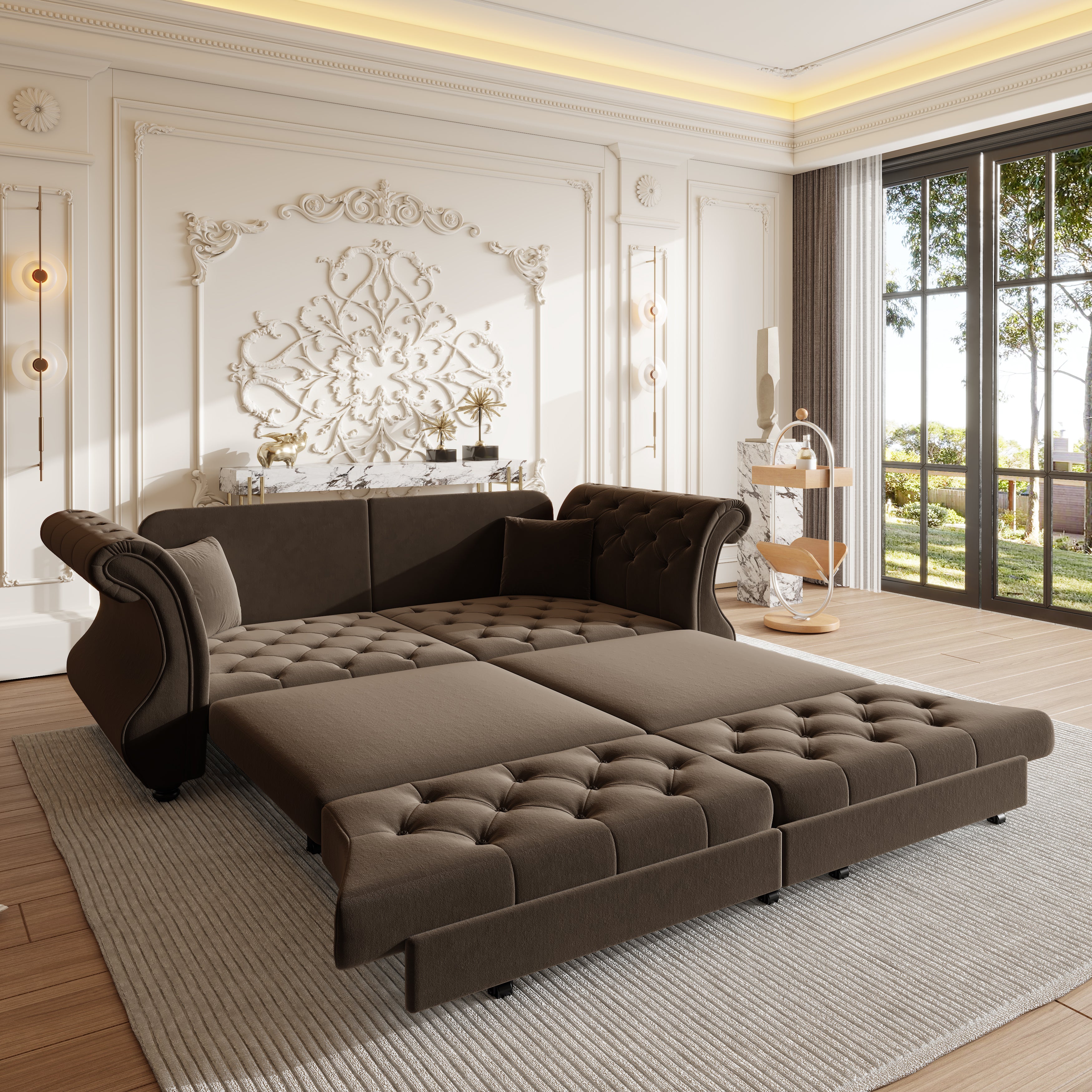 83.8" Oversized Chesterfield Pull Out Sofa Bed