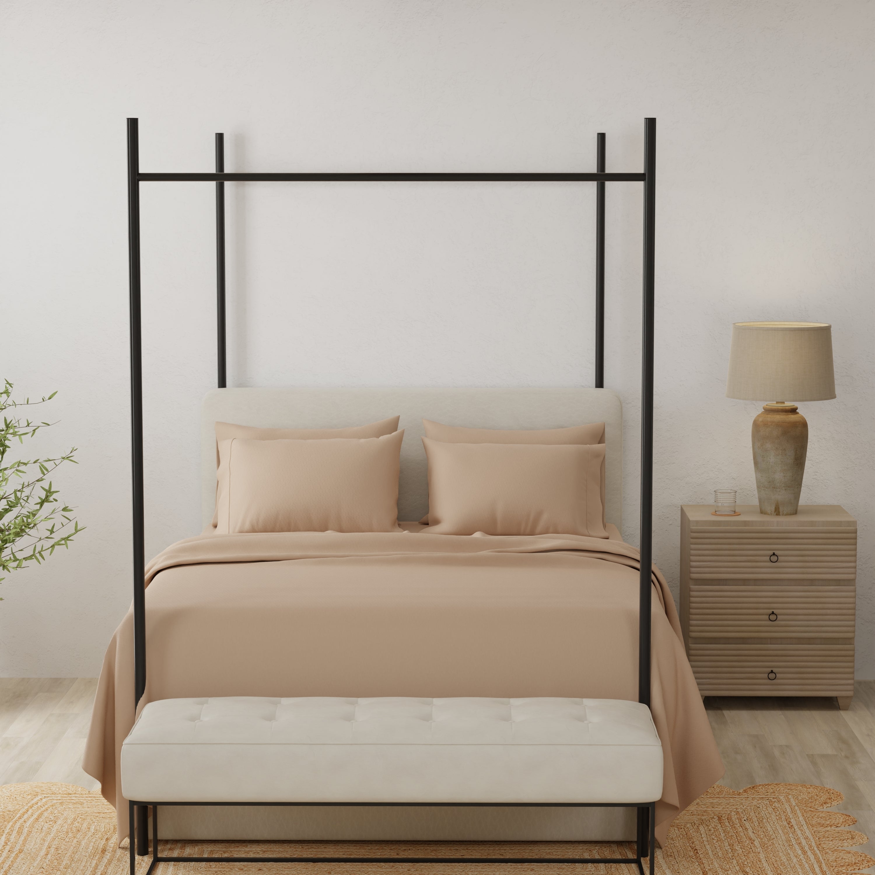 Omne Sleep 4-Piece Khaki Brushed Microfiber Twin Sheet Set