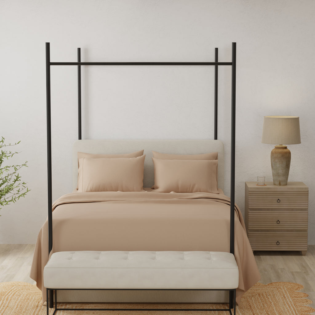 Omne Sleep 4-Piece Khaki Brushed Microfiber California King Hypoallergenic Sheet Set