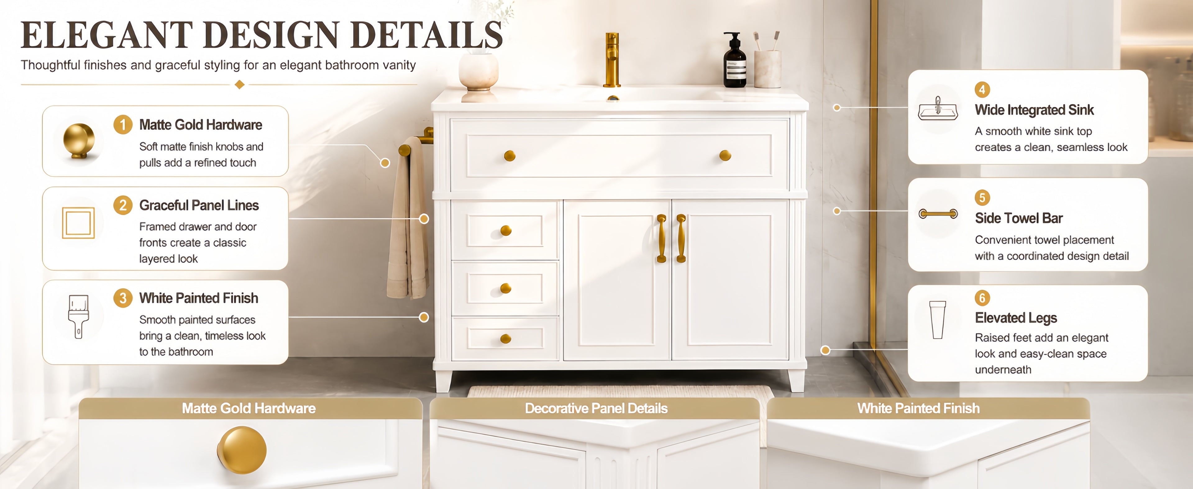 36 Inch Elegant Modern Bathroom Vanity with Sink