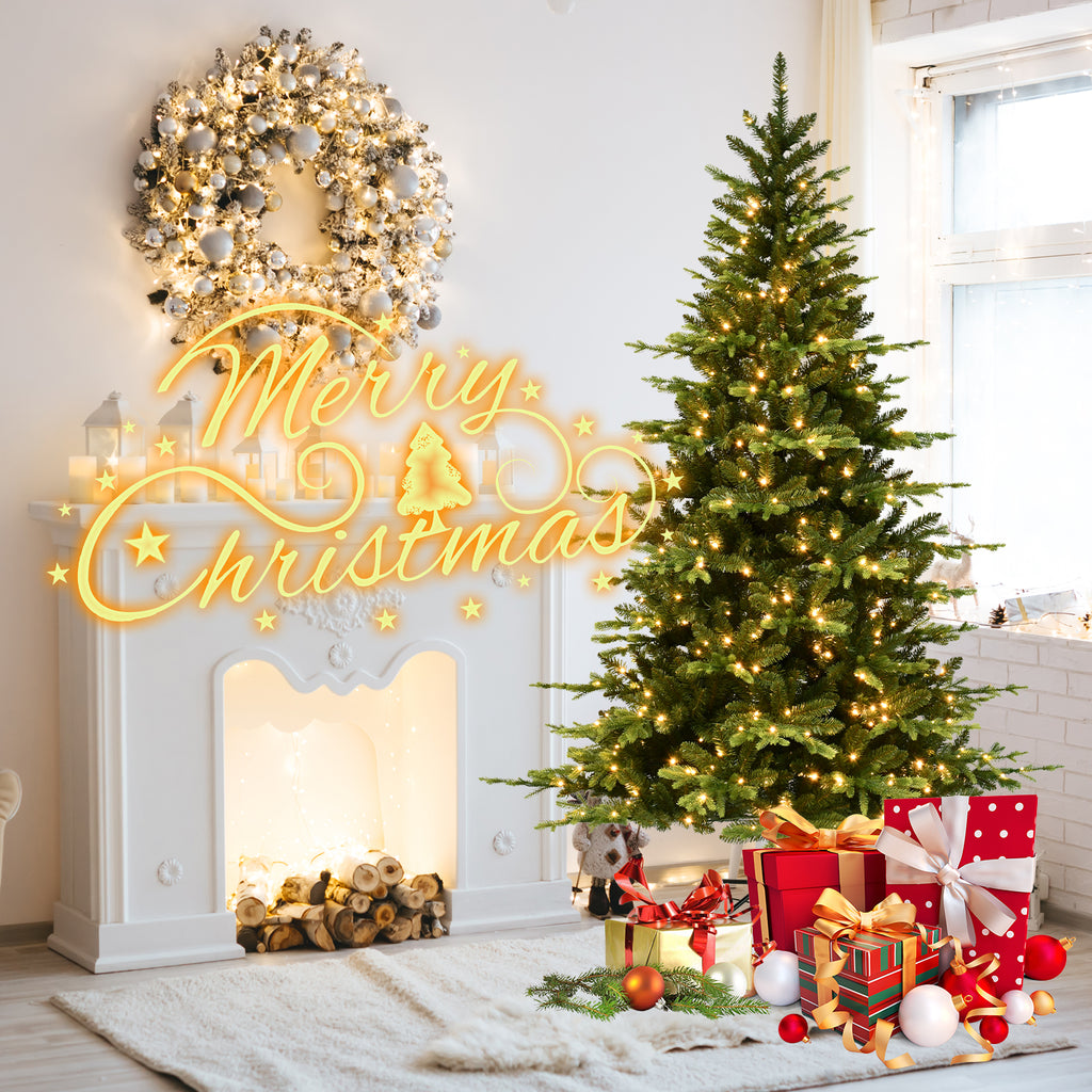 6-Foot Hinged Artificial Christmas Tree, 1608 Tips, 350 Warm White LED Lights